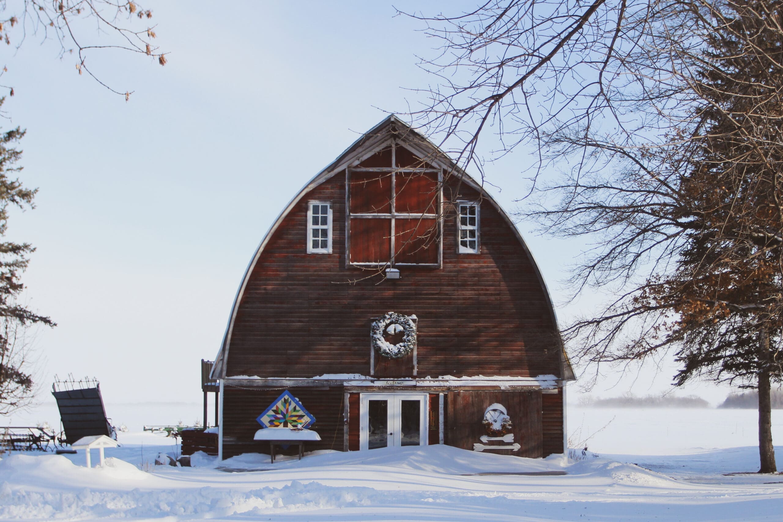 The Barn during winter at Crooked Lane Farm.